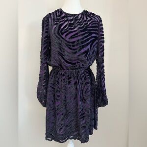 Michael Kors Elegant Cocktail Formal  Purple and Black Zebra Print Dress Small